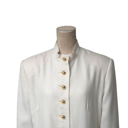 Celine Vintage Skirt Suit 38 Band Collar Long Jacket Tight — view 5
