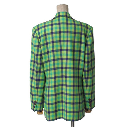 Celine Vintage Tailored Jacket 42 Check Blue Leather Single — view 2