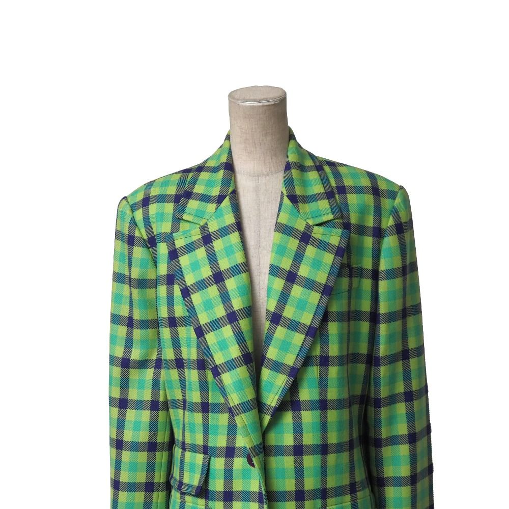 Celine Vintage Tailored Jacket 42 Check Blue Leather Single — view 4
