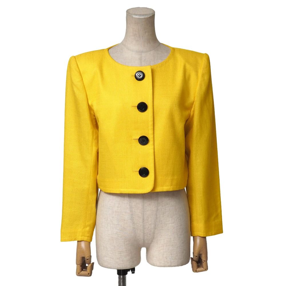 Saint Laurent Yves Vintage Diffusion Femmes Collarless Jacket S Cropped Short