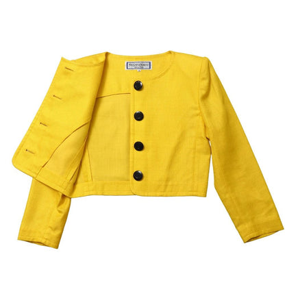 Saint Laurent Yves Vintage Diffusion Femmes Collarless Jacket S Cropped Short — view 4
