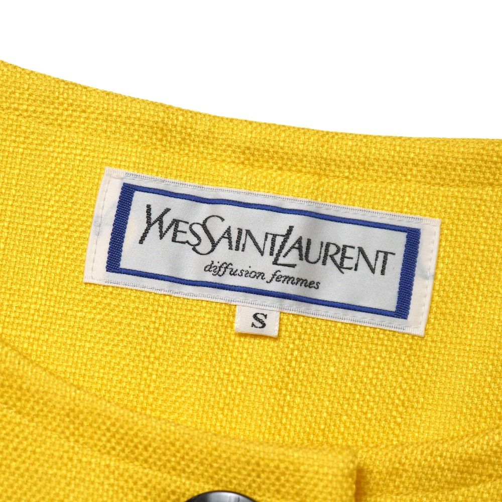 Saint Laurent Yves Vintage Diffusion Femmes Collarless Jacket S Cropped Short — view 6