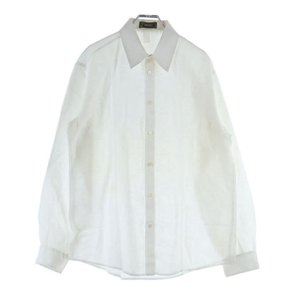 Versace Wing Collar Silk Long Sleeve Shirt White