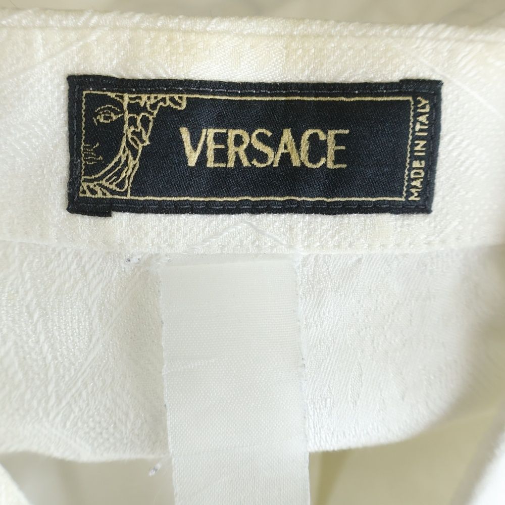 Versace Wing Collar Silk Long Sleeve Shirt White — view 8