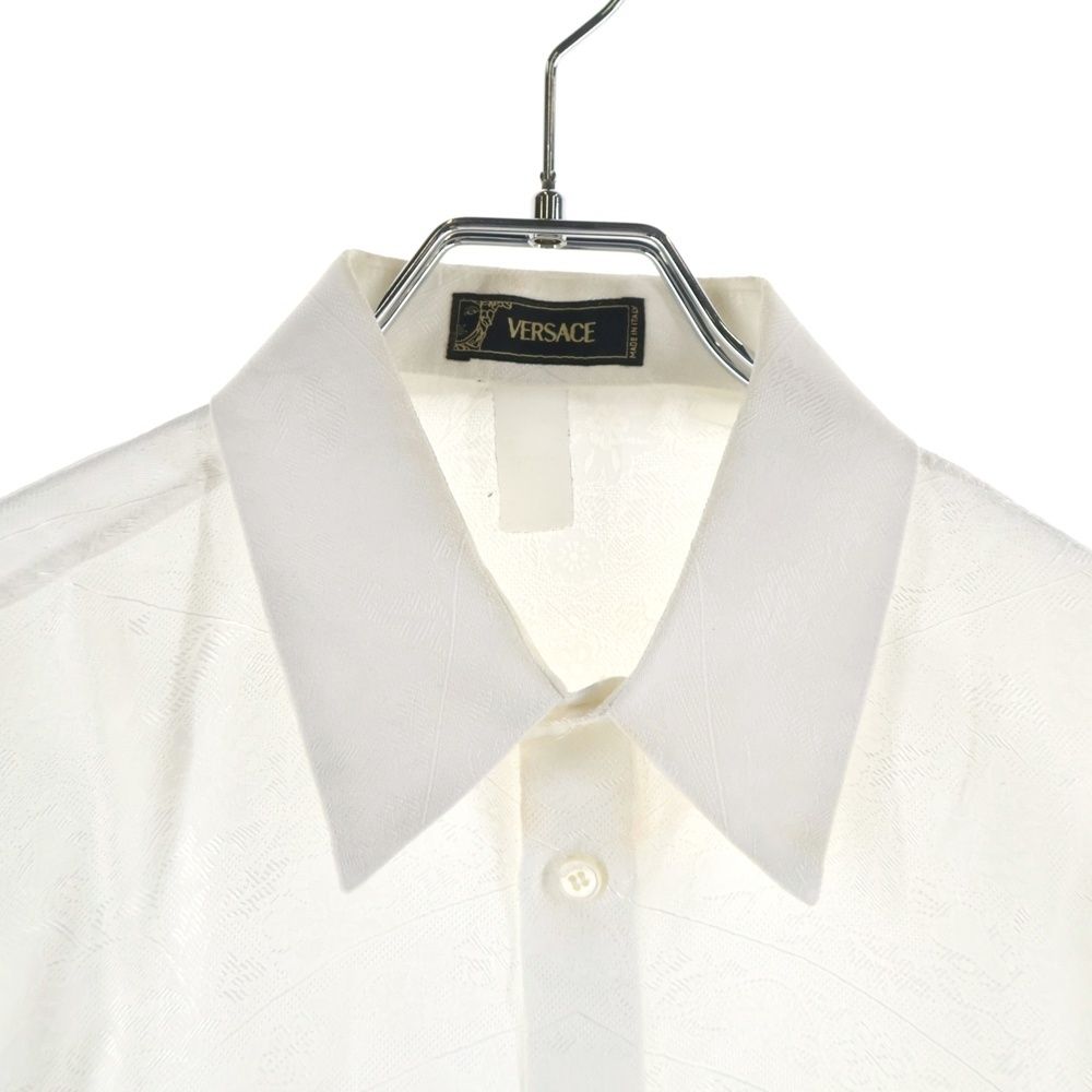 Versace Wing Collar Silk Long Sleeve Shirt White — view 3