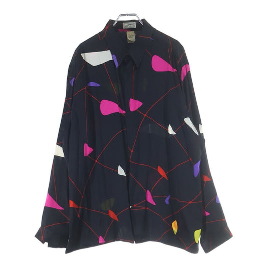 Versace Gianni Graphic Allover Silk Long Sleeve Shirt Black