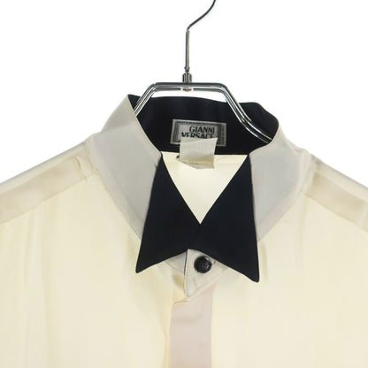 Versace Gianni Graphic All Over Silk Long Sleeve Shirt White Black — view 3