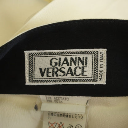 Versace Gianni Graphic All Over Silk Long Sleeve Shirt White Black — view 7