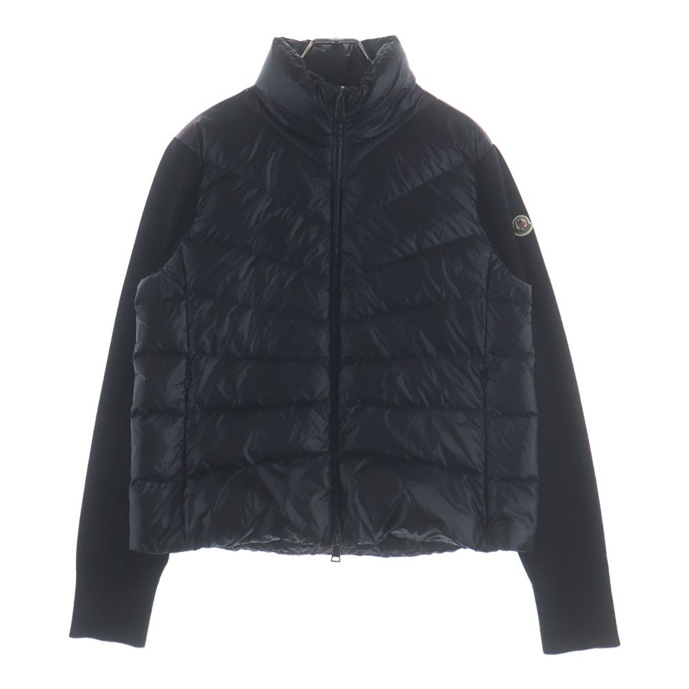Moncler Patch Logo Knit Cut Replacement Down Jacket Black