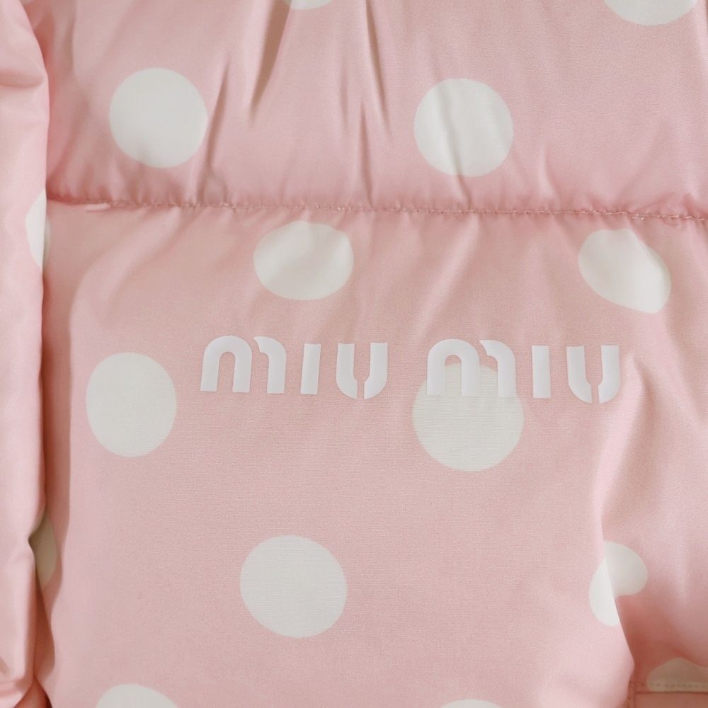 Miu Miu Down Jacket Dot Print Pink — view 4