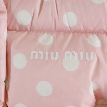 Miu Miu Down Jacket Dot Print Pink — view 4