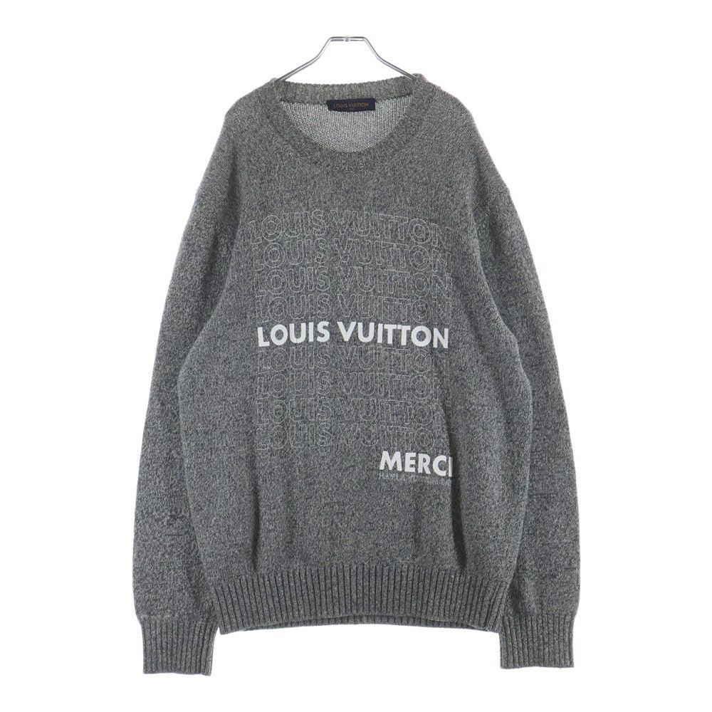 Louis Vuitton LV Wrist Merci Logo Print Cashmere Knit Sweater Gray Gvl