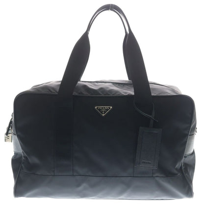 Prada Boston Bag Black Nylon Leather Silver