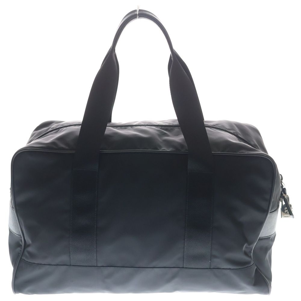 Prada Boston Bag Black Nylon Leather Silver — view 2