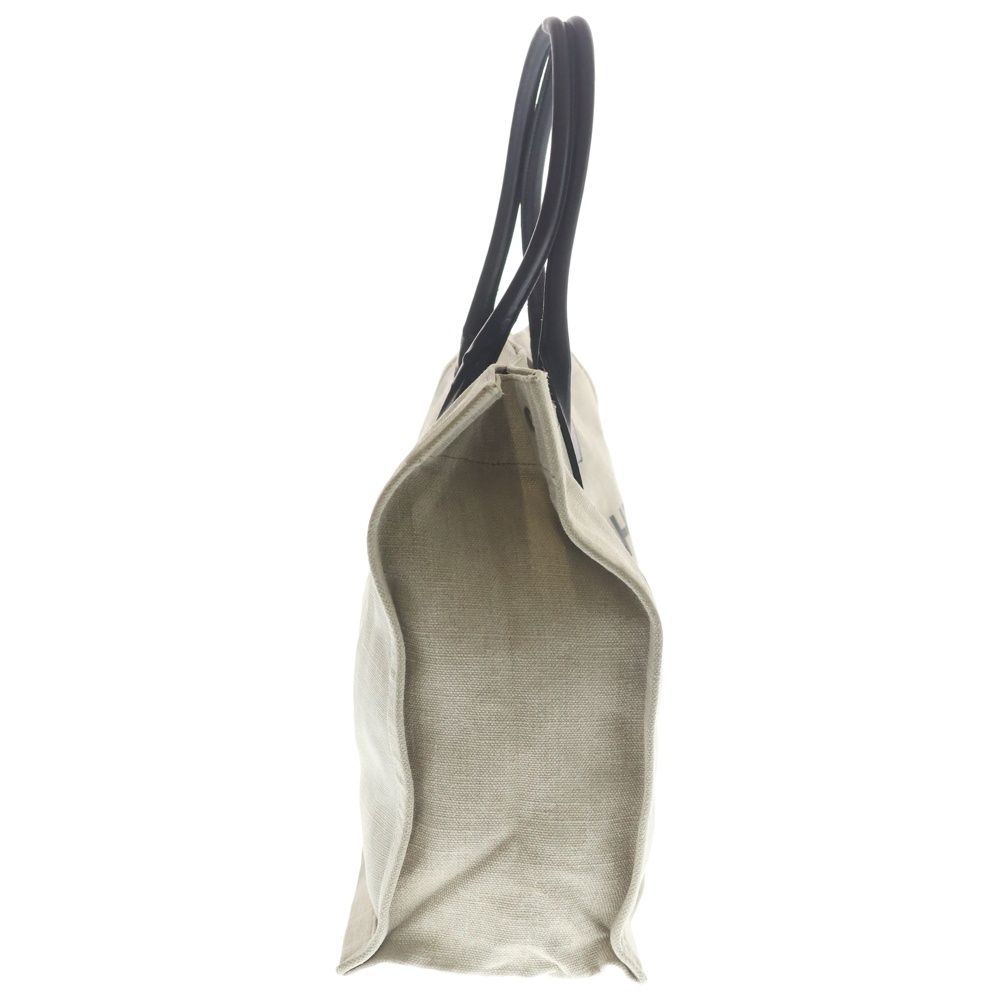 Saint Laurent Paris Rive Goche Tote Beige Black Canvas Leather Silver — view 3
