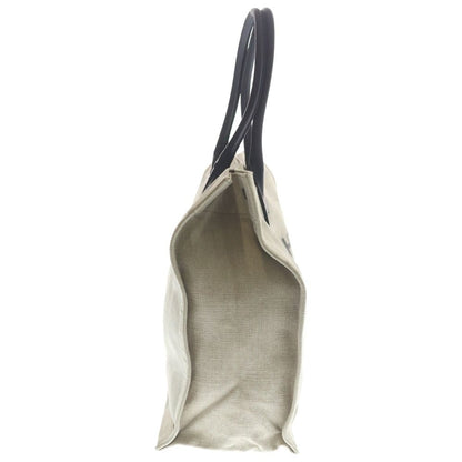 Saint Laurent Paris Rive Goche Tote Beige Black Canvas Leather Silver — view 3
