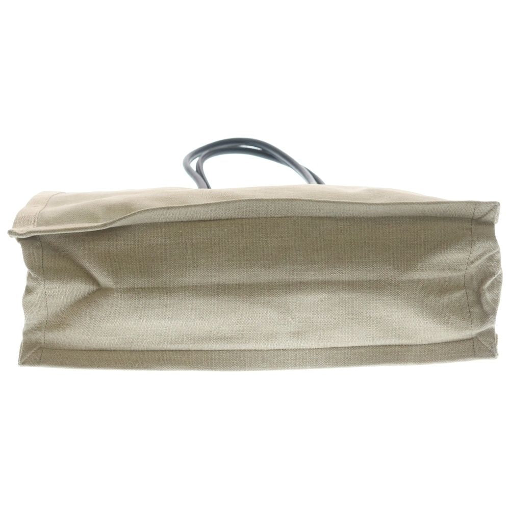 Saint Laurent Paris Rive Goche Tote Beige Black Canvas Leather Silver — view 5