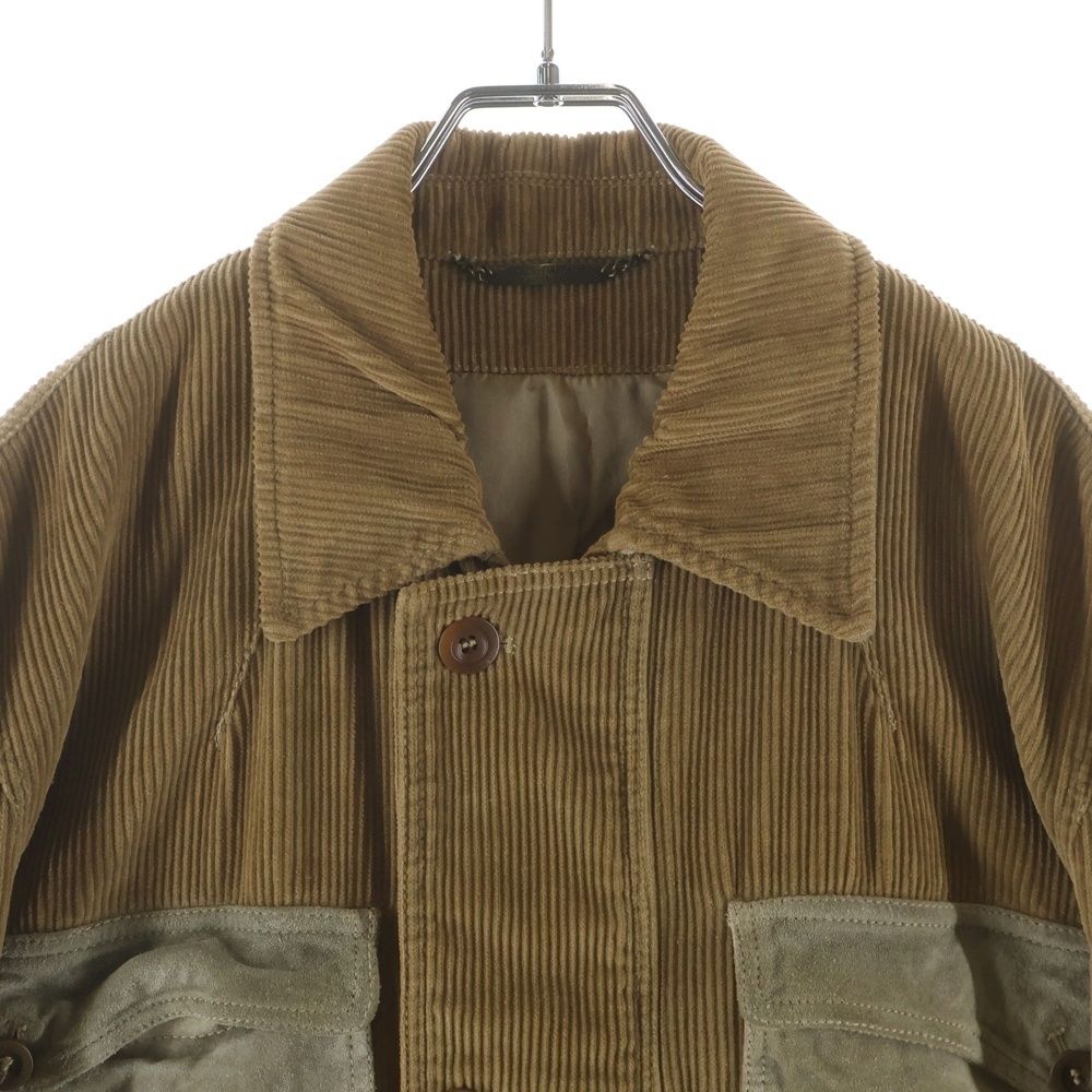 Dolce & Gabbana Calfskin Contrast Multi Pocket Corduroy Jacket Brown — view 3