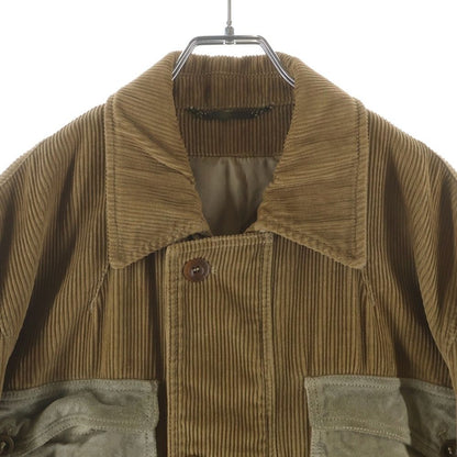 Dolce & Gabbana Calfskin Contrast Multi Pocket Corduroy Jacket Brown — view 3