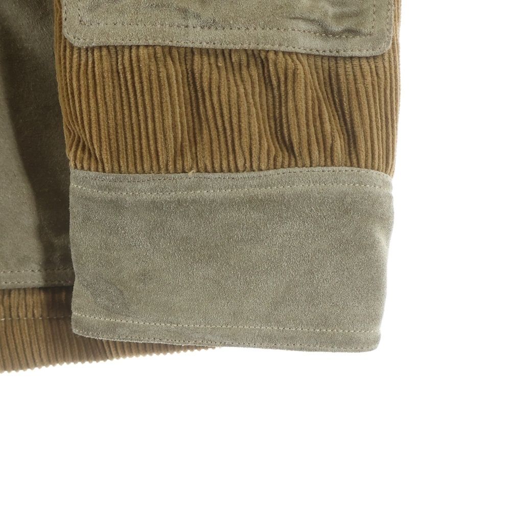 Dolce & Gabbana Calfskin Contrast Multi Pocket Corduroy Jacket Brown — view 6