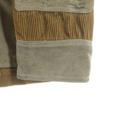 Dolce & Gabbana Calfskin Contrast Multi Pocket Corduroy Jacket Brown — view 6