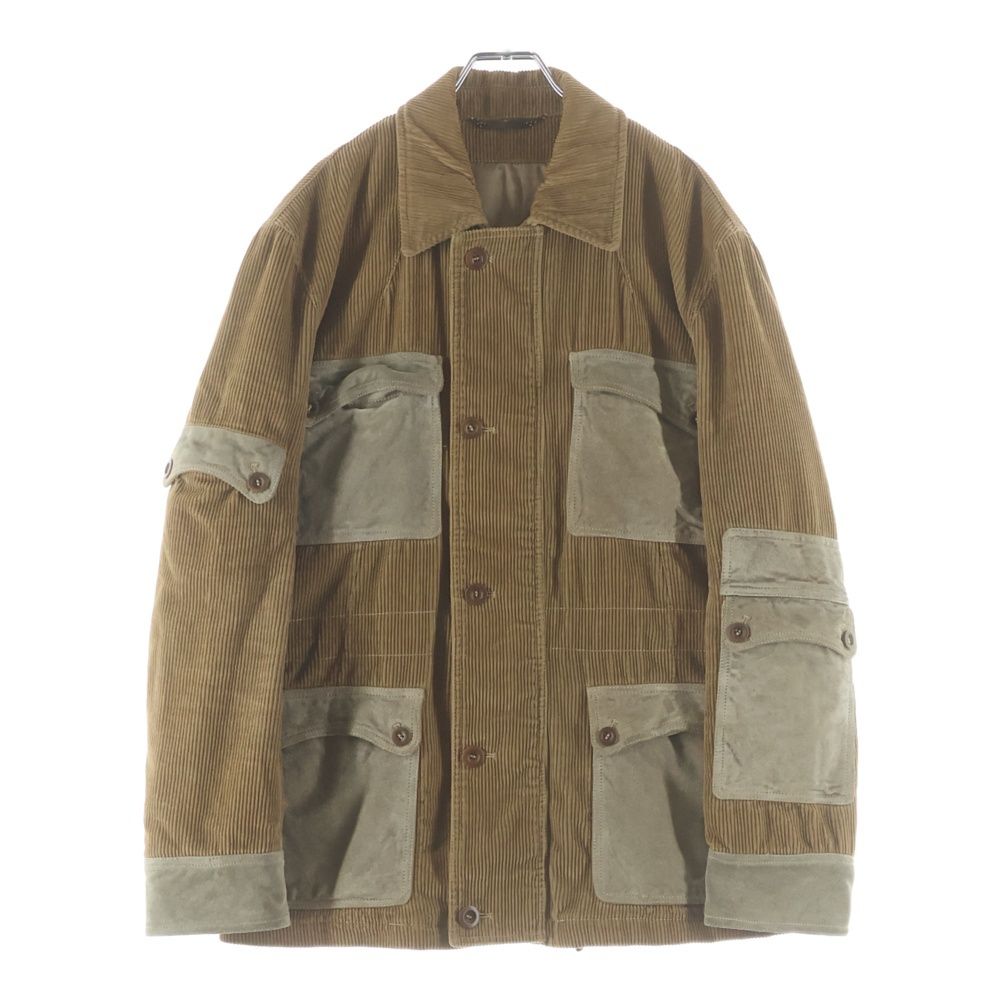 Dolce & Gabbana Calfskin Contrast Multi Pocket Corduroy Jacket Brown