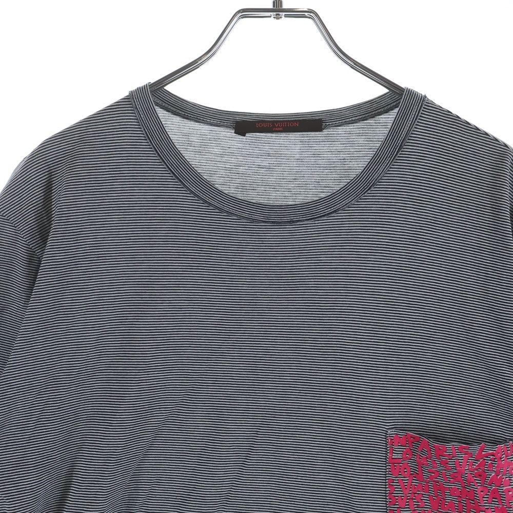 Louis Vuitton Border Pocket Logo Crew Neck T-Shirt Navy — view 3