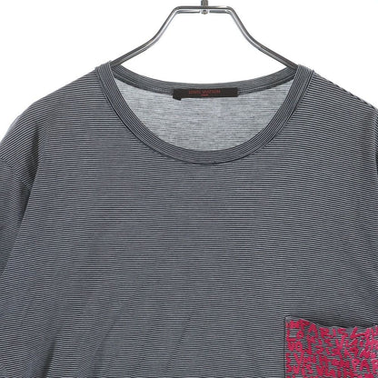 Louis Vuitton Border Pocket Logo Crew Neck T-Shirt Navy — view 3
