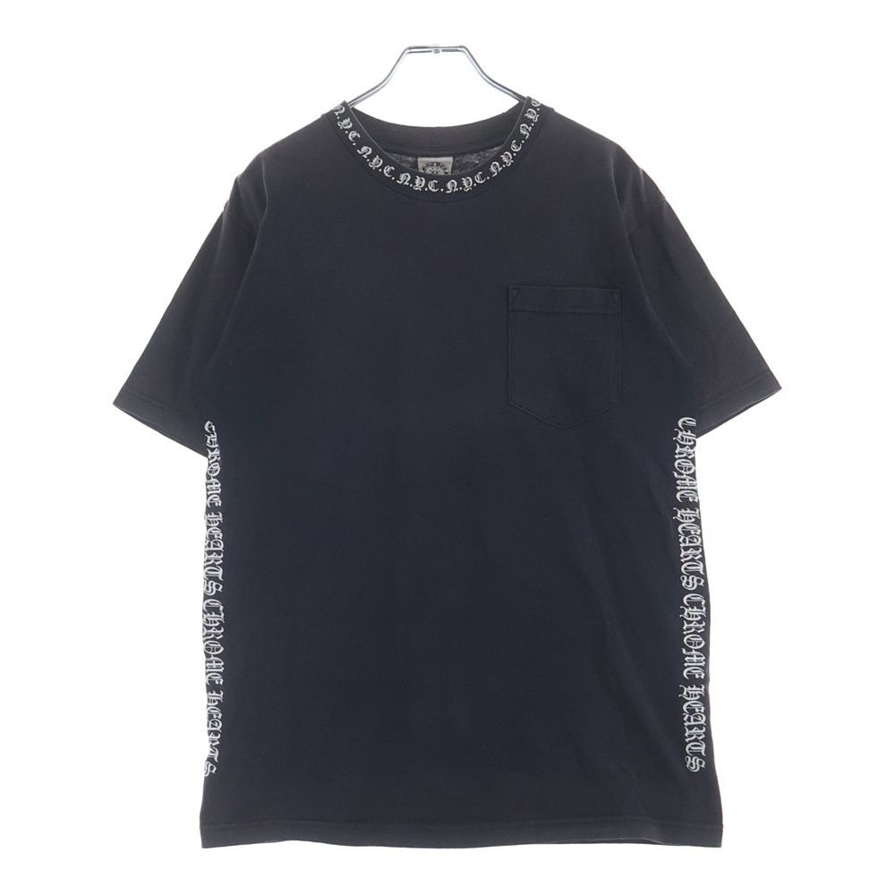 Chrome Hearts Vintage Neck Logo Round Pocket Crew T-Shirt Black