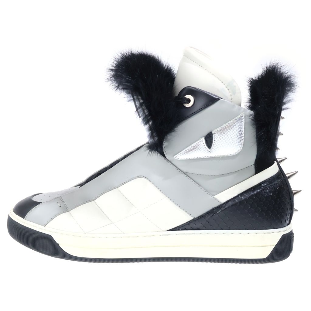 Fendi Studded Furmon Star High Cut Sneakers Gray