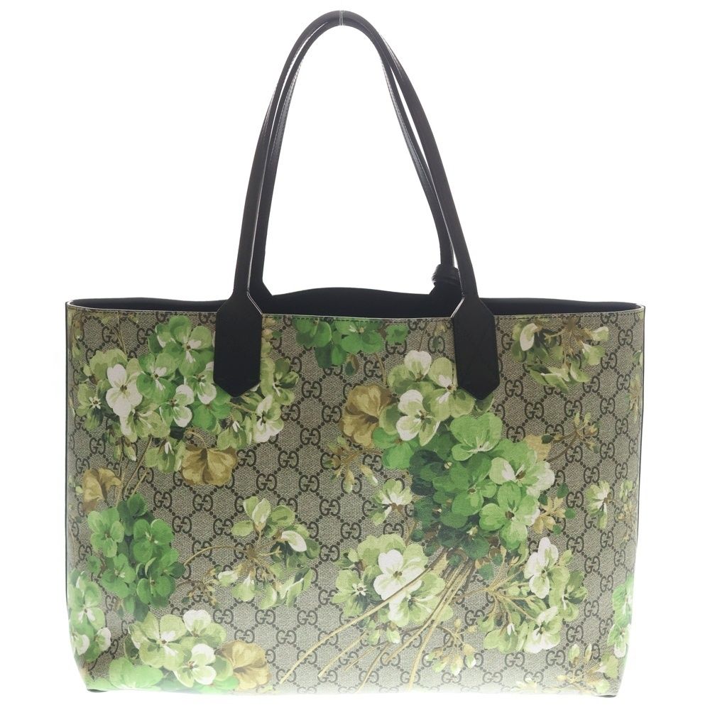 Gucci GG Supreme Reversible Tote Black Beige Green Leather — view 2