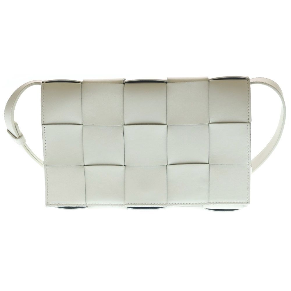 Bottega Veneta Cassette Intrecciato Cross Belt Bag White Leather