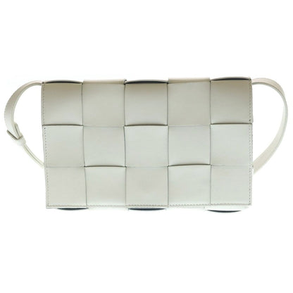 Bottega Veneta Cassette Intrecciato Cross Belt Bag White Leather