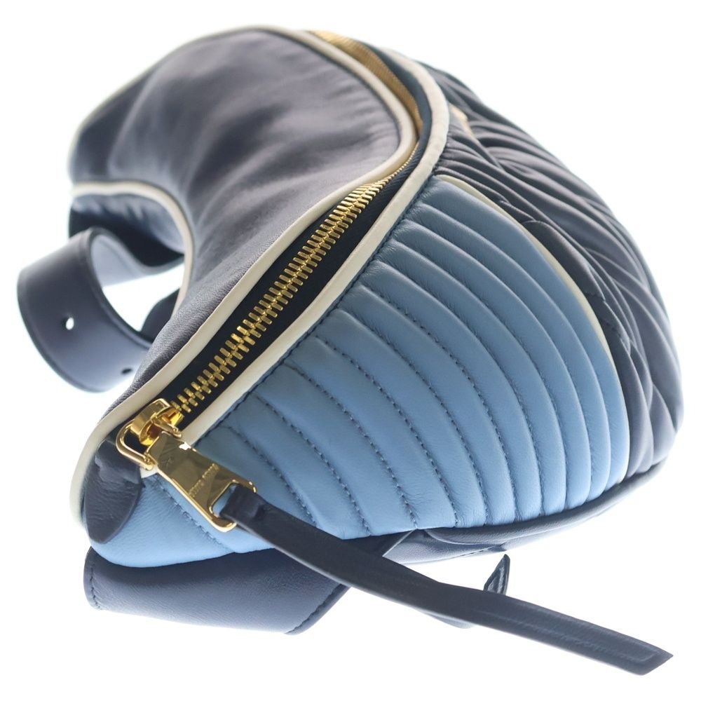 Miu Miu Matelasse Waist Bag Blue Light Leather Gold — view 3