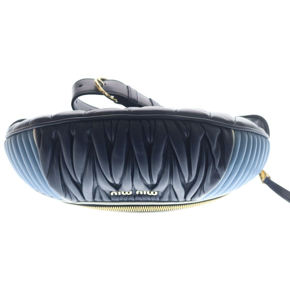 Miu Miu Matelasse Waist Bag Blue Light Leather Gold — view 5
