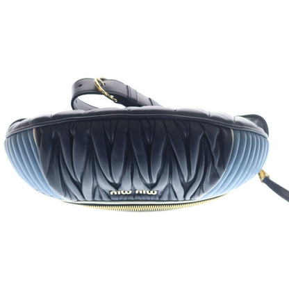 Miu Miu Matelasse Waist Bag Blue Light Leather Gold — view 5