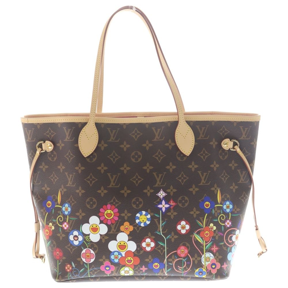 Louis Vuitton TM Monogram Neverfull MM Tote Brown Leather Gold