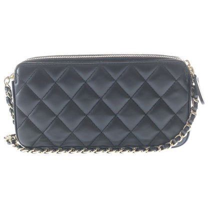Chanel Quilted Pearl Chain Wallet Shoulder Bag Gold Black — view 2