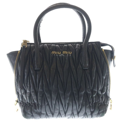 Miu Miu Matelasse 2-Way Leather Shoulder Bag Black