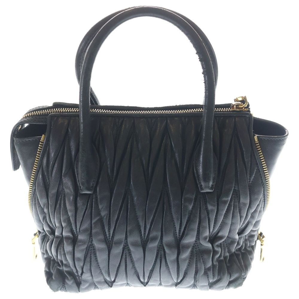 Miu Miu Matelasse 2-Way Leather Shoulder Bag Black — view 2