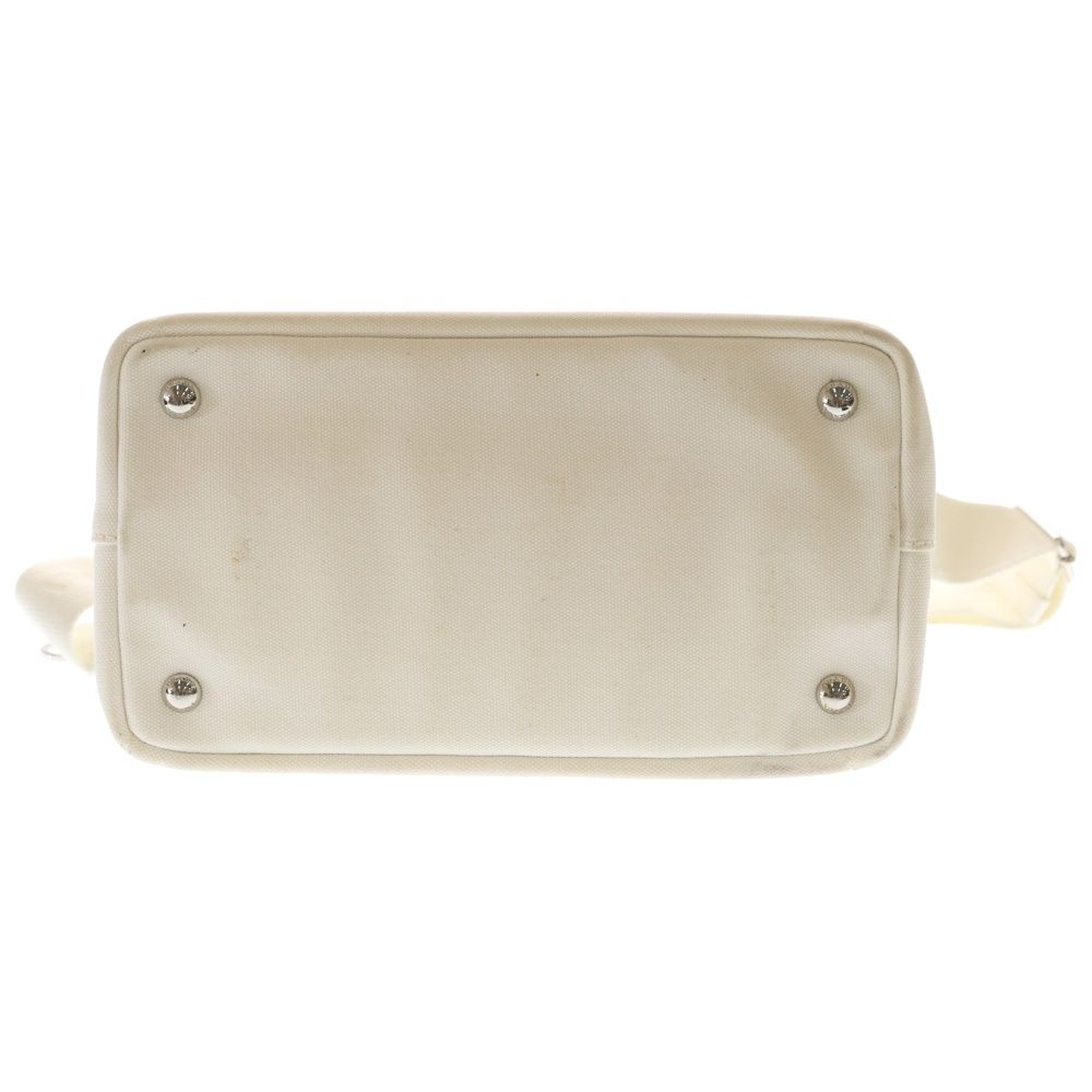 Prada Logo Triangle Plate Canvas 2-Way Handbag White — view 5