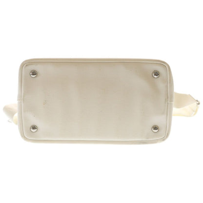 Prada Logo Triangle Plate Canvas 2-Way Handbag White — view 5