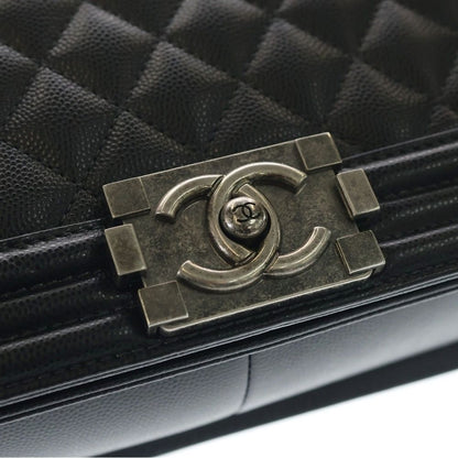 Chanel CC Logo Calfskin Leather Chain Shoulder Bag Silver Black — view 6