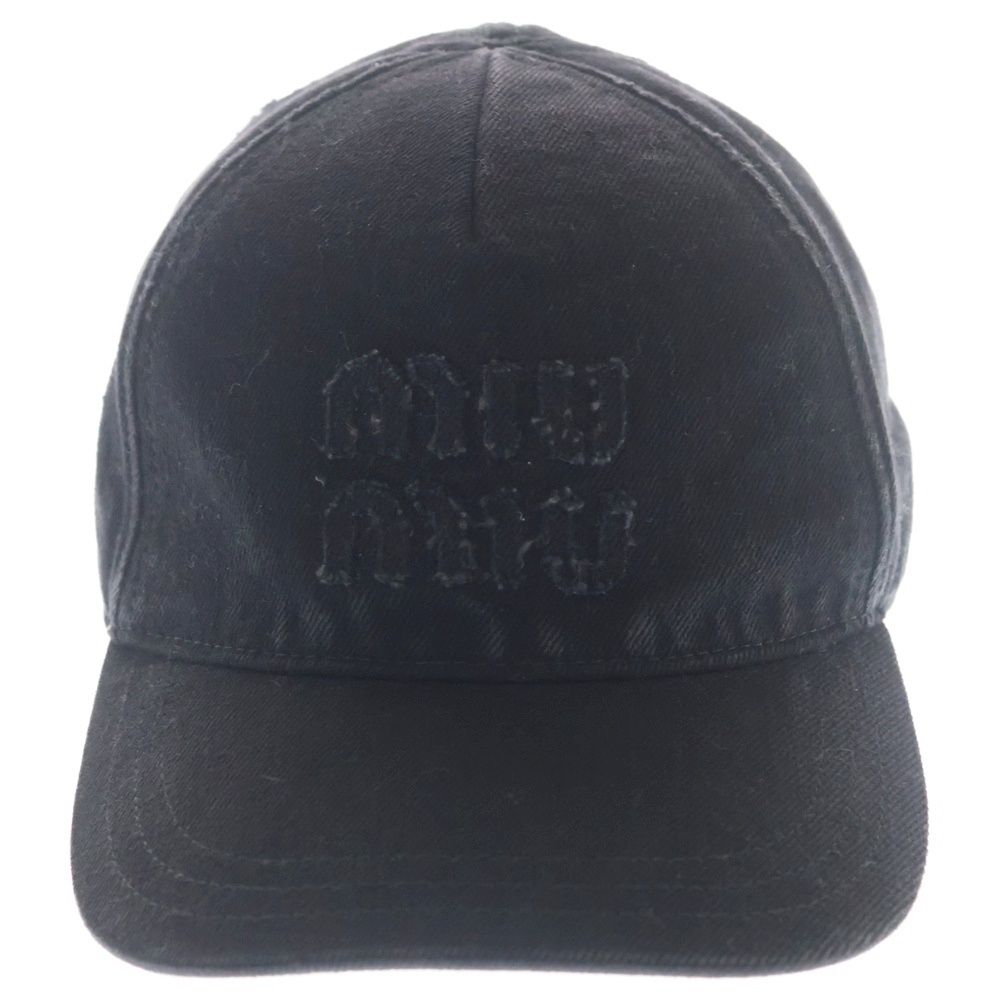 Miu Miu Logo Baseball Denim Cap Black Hat — view 4