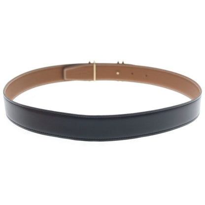 Hermes O Carre Gold Logo Buckle Reversible Leather Belt Black Brown — view 2