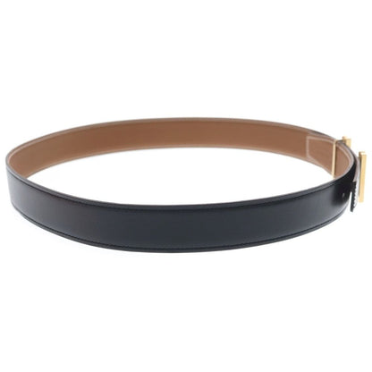 Hermes O Carre Gold Logo Buckle Reversible Leather Belt Black Brown — view 3