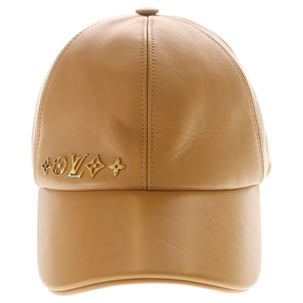 Louis Vuitton Monogram Metal Logo Lambskin Cap Beige Hat — view 4