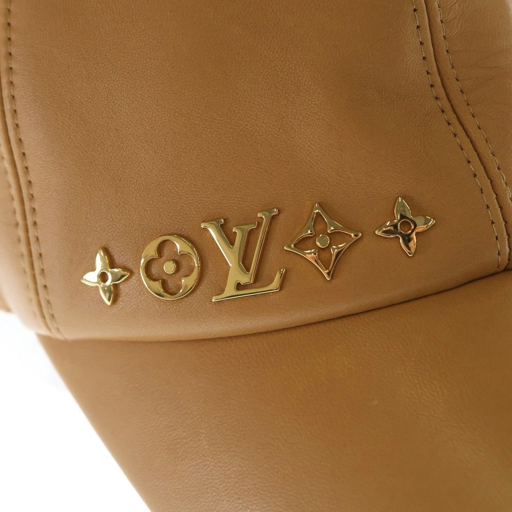 Louis Vuitton Monogram Metal Logo Lambskin Cap Beige Hat — view 5