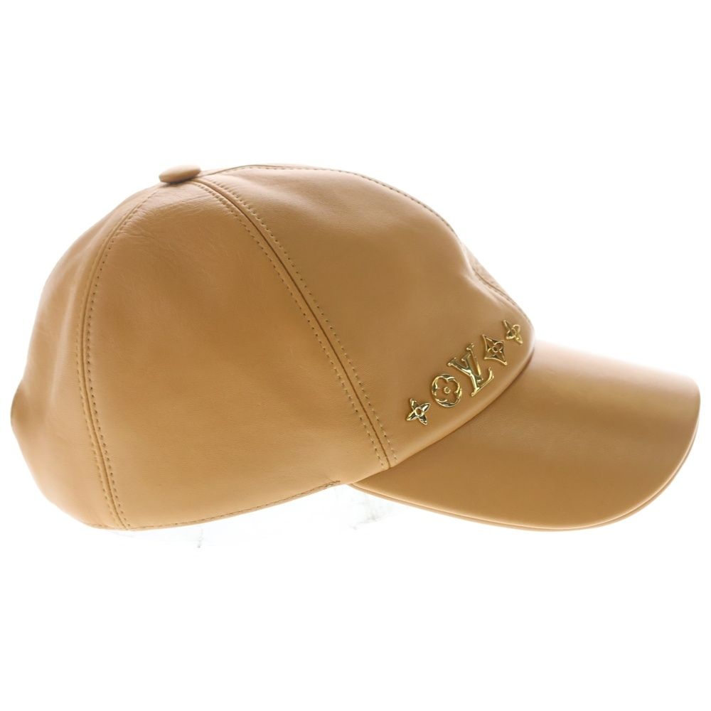 Louis Vuitton Monogram Metal Logo Lambskin Cap Beige Hat — view 3