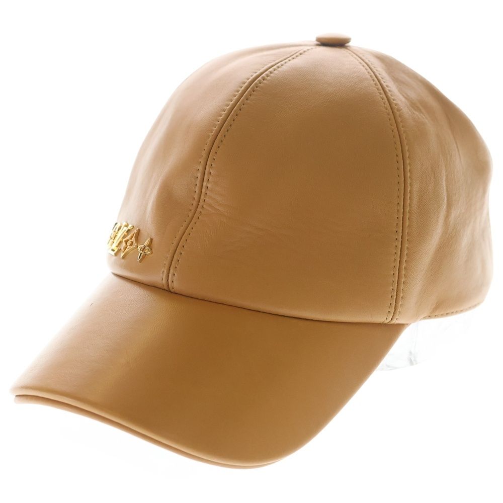 Louis Vuitton Monogram Metal Logo Lambskin Cap Beige Hat